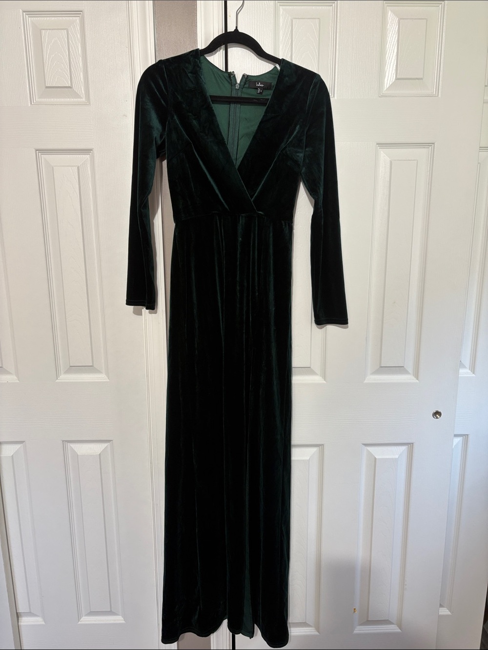 Lulu's Forest Green Velvet Wrap Maxi Dress